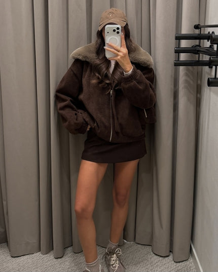 Brown Sadie Fur Detailed Cashmere Coat