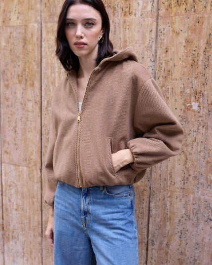 Lorena Oversize Stone Hooded Jacket