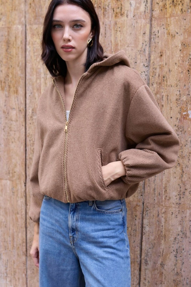 Lorena Oversize Stone Hooded Jacket