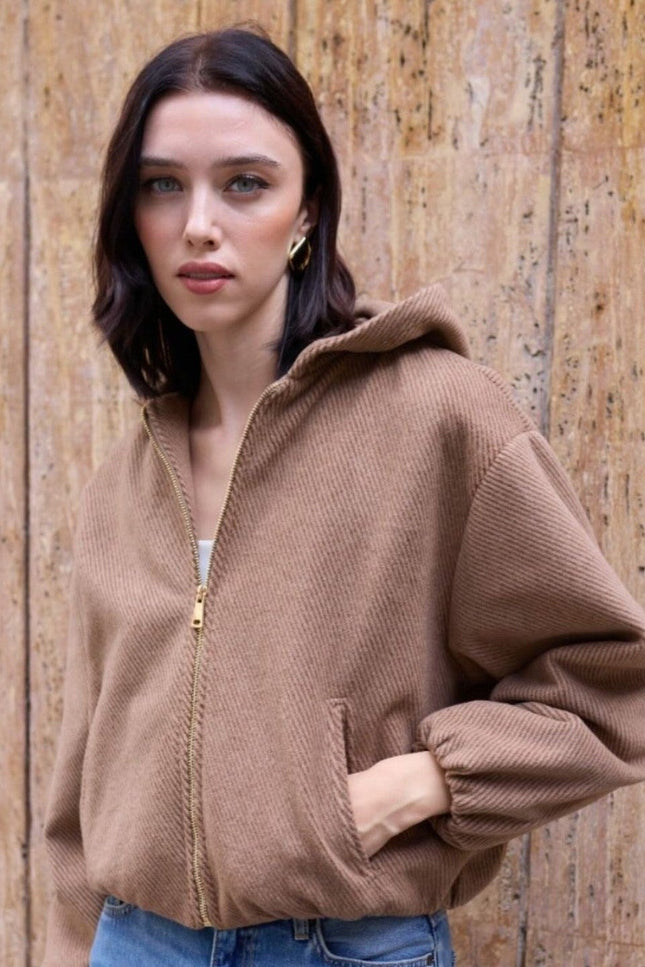 Lorena Oversize Stone Hooded Jacket