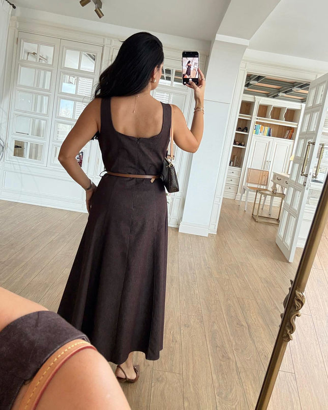 Luna Sleeveless Belted Midi Dress