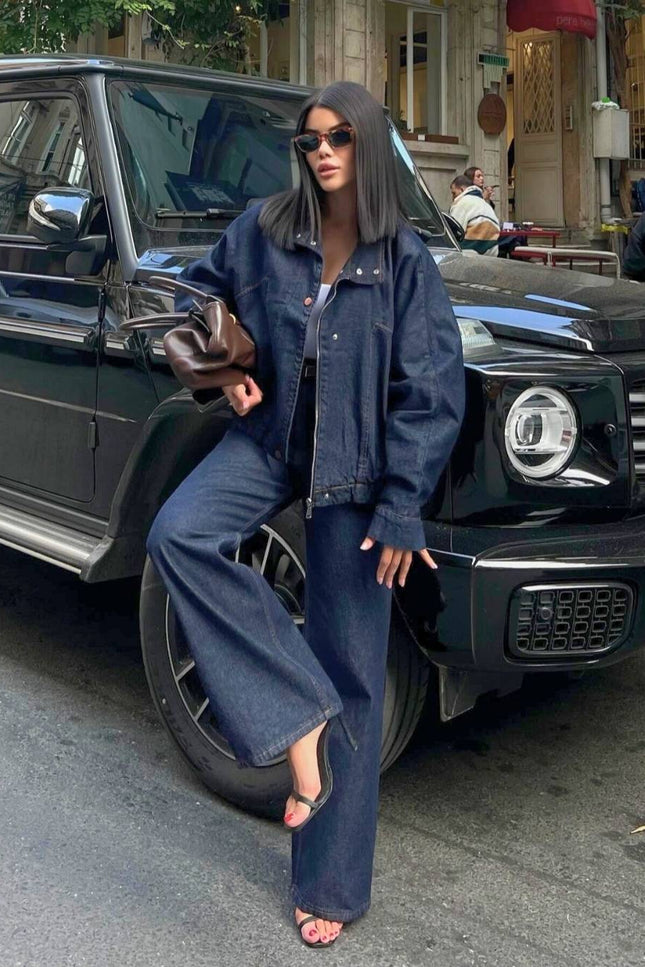 Mira Denim Suit Jacket With Jeans