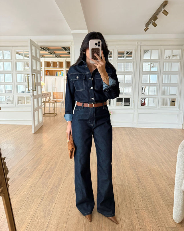 Jagar Belted Gabardine Jumpsuit