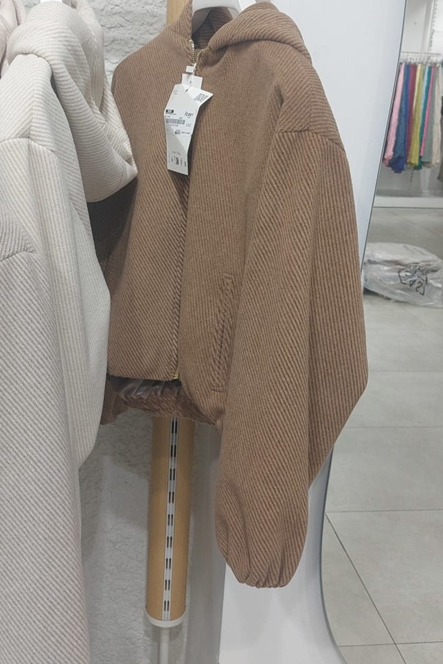 Lorena Oversize Stone Hooded Jacket