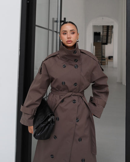 Light Brown Attika Belted Long Trench Coat