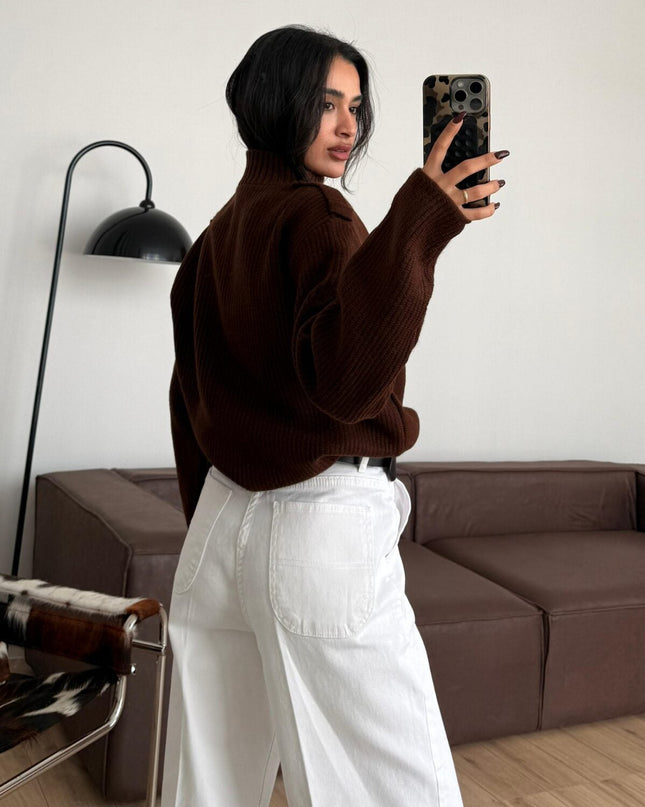 Stylish Brown Button Detailed Knit Cardigan - Cozy Women's Everyday Fashion