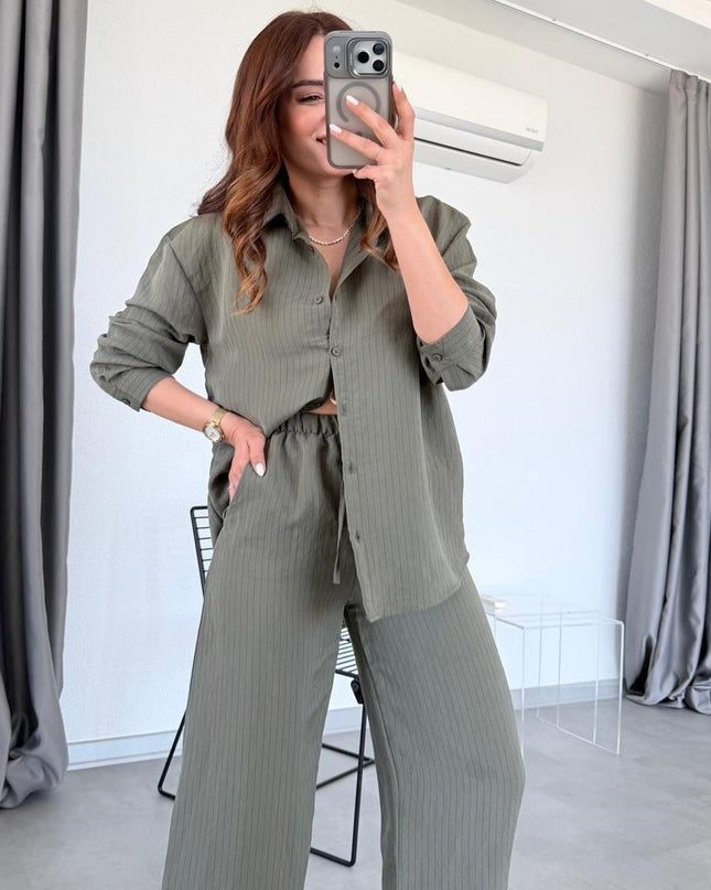 Lucy Striped Shirt and Pants Set