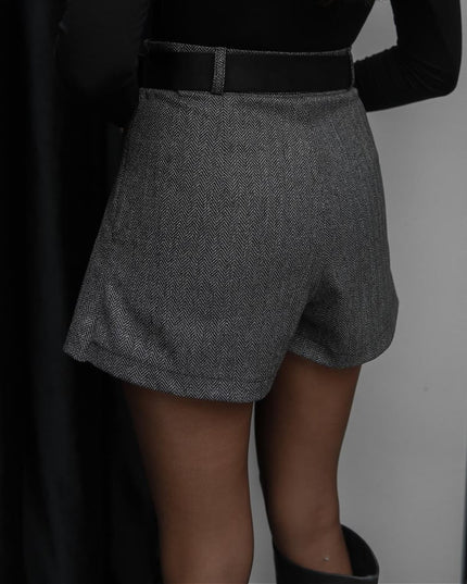 Lenny Pleated Skort with Belt - Anthracite