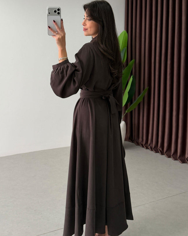 Rima Dress with Flare - Brown