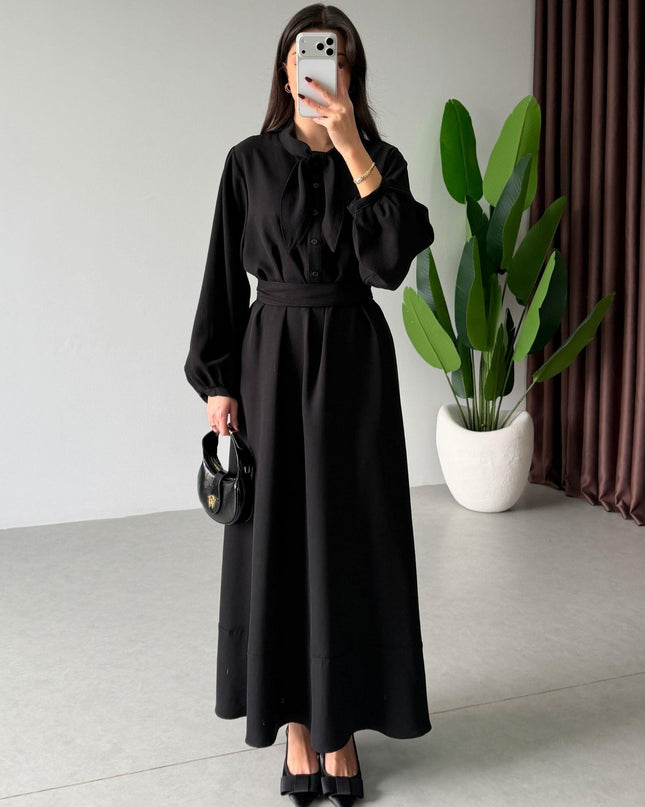 Rima Dress with Flare - Black