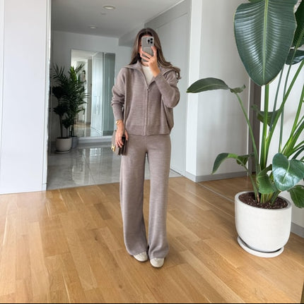 Chic Ayer Ribbed Knit Two-Piece Set for Women - Vizon, Comfortable & Stylish