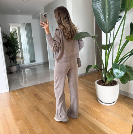 Chic Ayer Ribbed Knit Two-Piece Set for Women - Vizon, Comfortable & Stylish