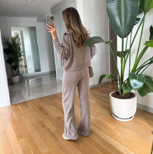 Chic Ayer Ribbed Knit Two-Piece Set for Women - Vizon, Comfortable & Stylish