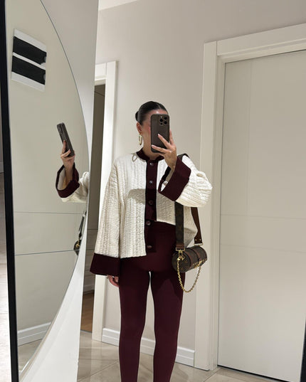 Burgundy Elastic Heel Tights Legging