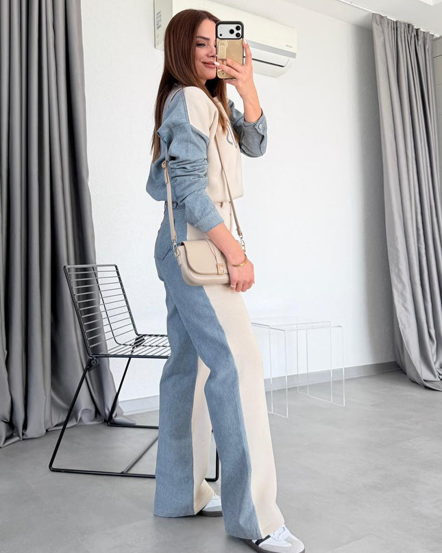 Ruby Set Beige with Denim Detail on the Back