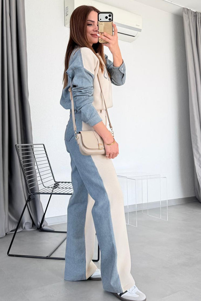 Ruby Set Beige with Denim Detail on the Back