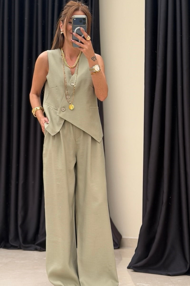 Selena Cross Vest with Pants Set