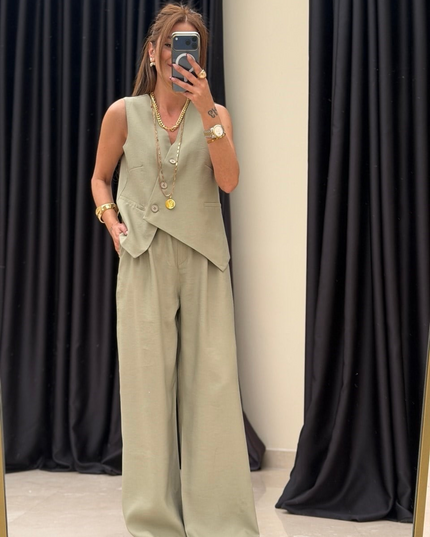 Selena Cross Vest with Pants Set