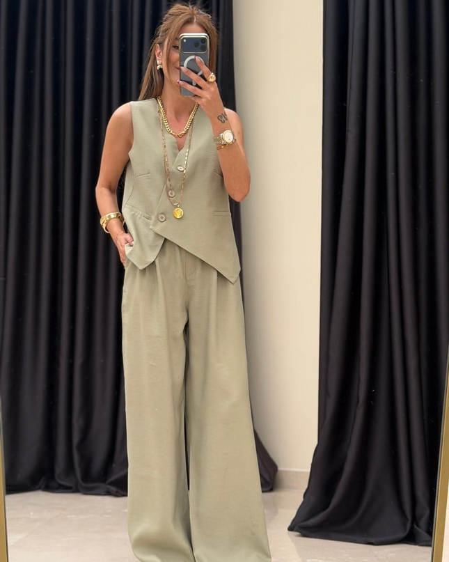 Selena Cross Vest with Pants Set