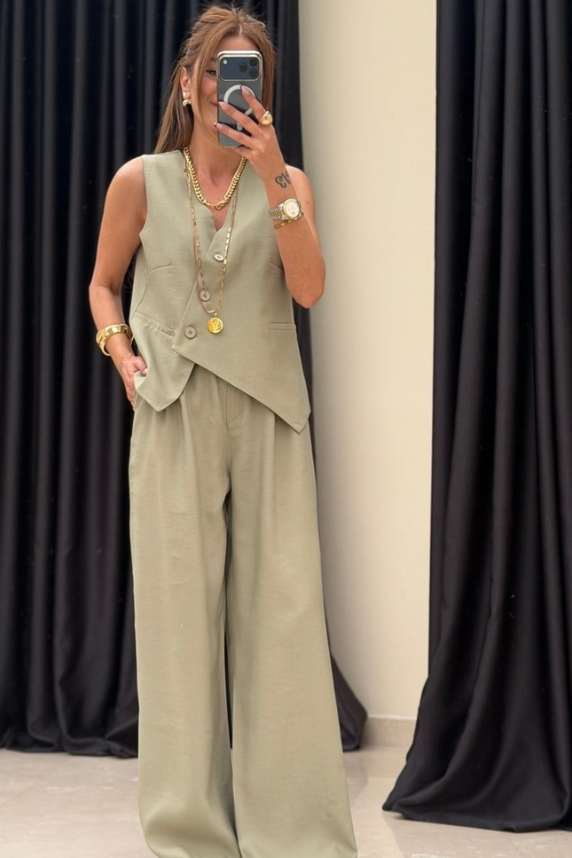 Selena Cross Vest with Pants Set