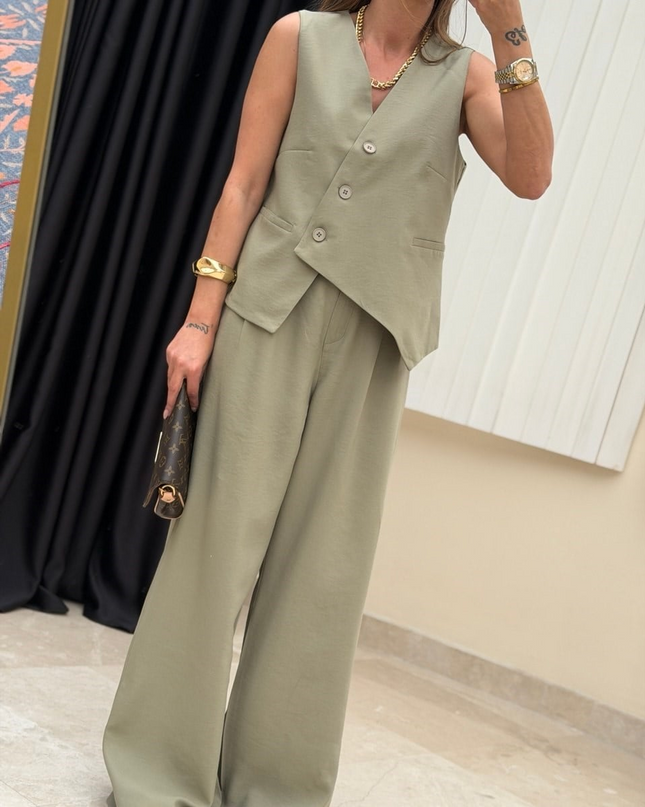 Selena Cross Vest with Pants Set