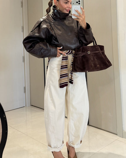 Carlota Oversize Zippered Faux-Leather Jacket