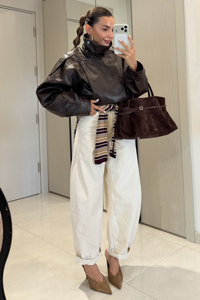 Carlota Oversize Zippered Faux-Leather Jacket