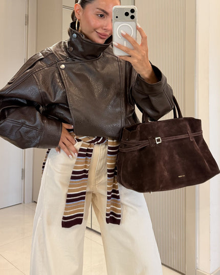 Carlota Oversize Zippered Faux-Leather Jacket