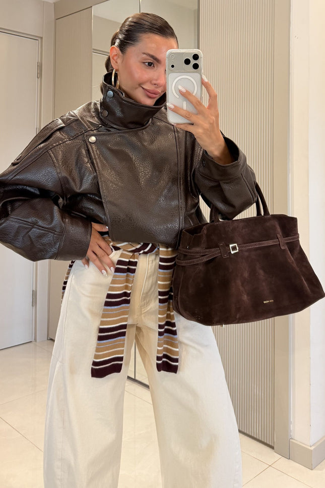 Carlota Oversize Zippered Faux-Leather Jacket