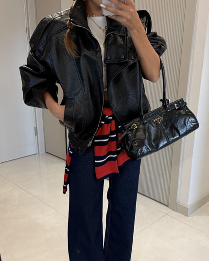 Carlota Oversize Zippered Faux-Leather Jacket