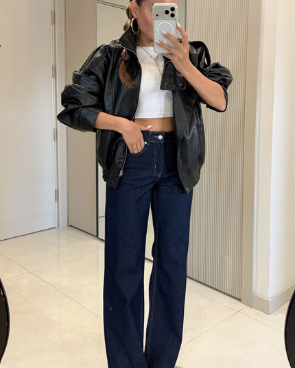 Carlota Oversize Zippered Faux-Leather Jacket