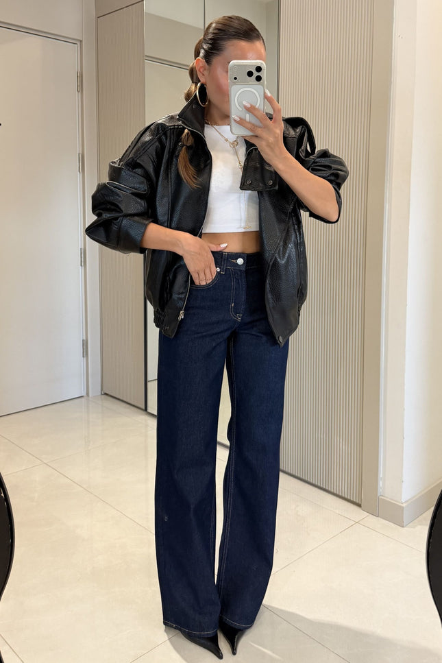 Carlota Oversize Zippered Faux-Leather Jacket
