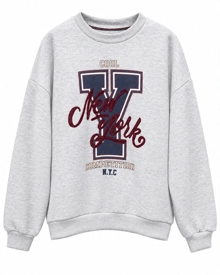 Lesar Embroidered Text Grey Sweatshirt