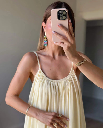 Melissa Strappy Ruched Natural Dress