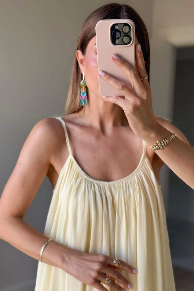 Melissa Strappy Ruched Natural Dress