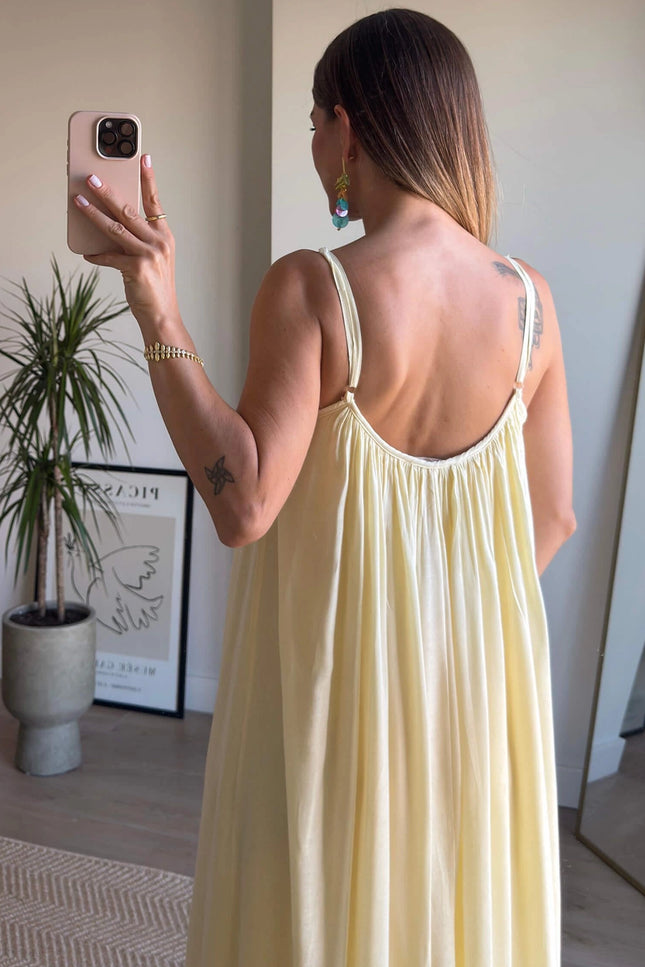 Melissa Strappy Ruched Natural Dress