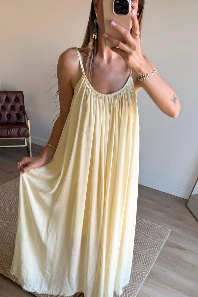 Melissa Strappy Ruched Natural Dress