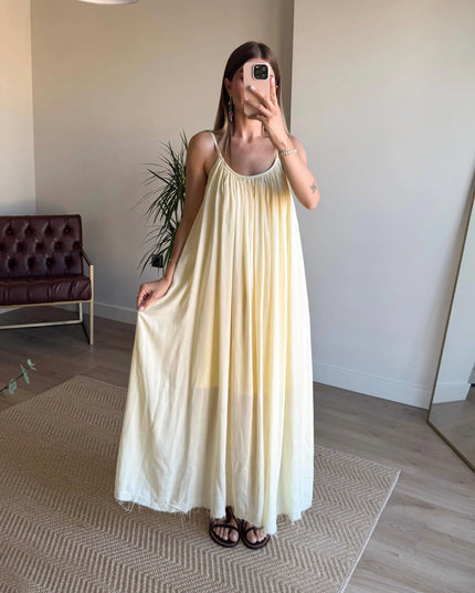 Melissa Strappy Ruched Natural Dress