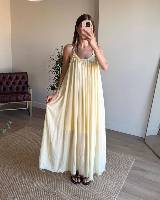 Melissa Strappy Ruched Natural Dress