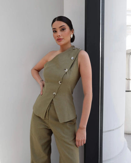 One-Shoulder Asymmetrical Two-Piece Set