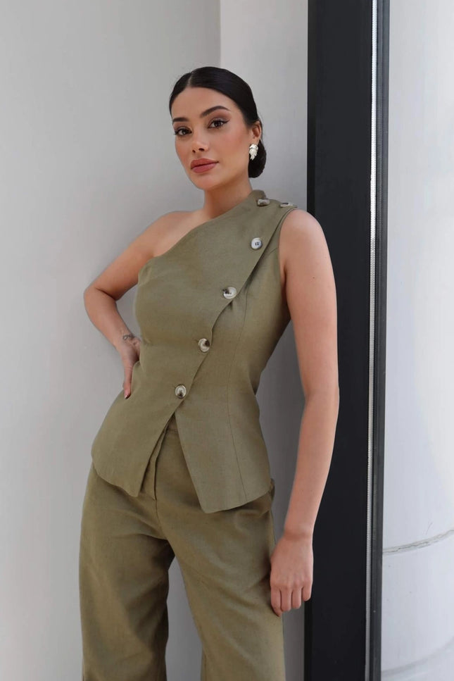 One-Shoulder Asymmetrical Two-Piece Set
