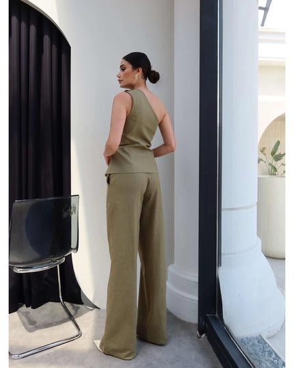 One-Shoulder Asymmetrical Two-Piece Set