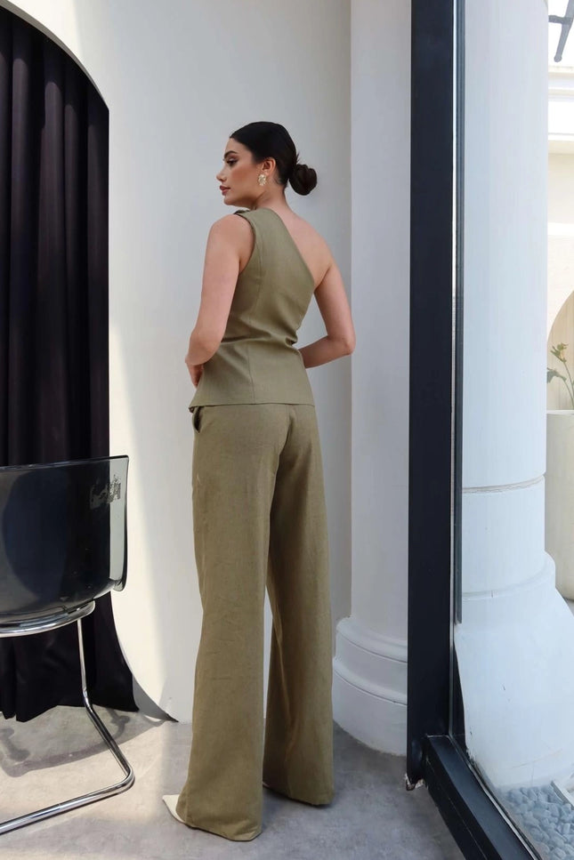 One-Shoulder Asymmetrical Two-Piece Set