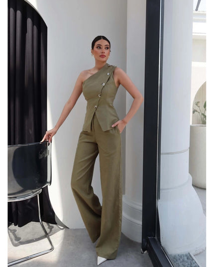 One-Shoulder Asymmetrical Two-Piece Set