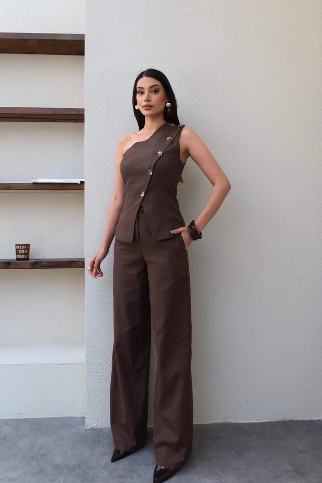 One-Shoulder Asymmetrical Two-Piece Set