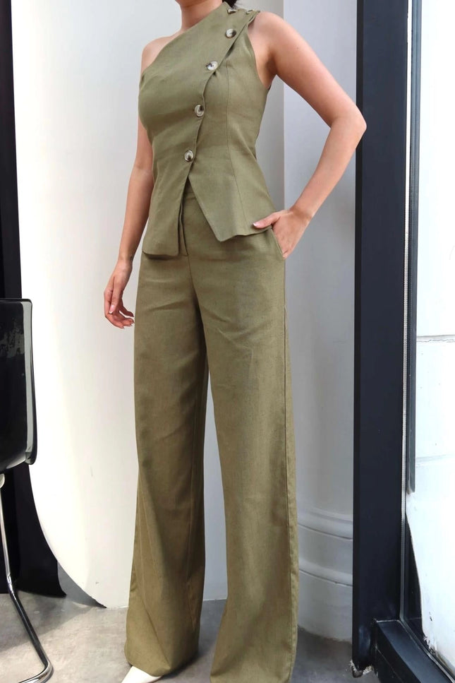 One-Shoulder Asymmetrical Two-Piece Set