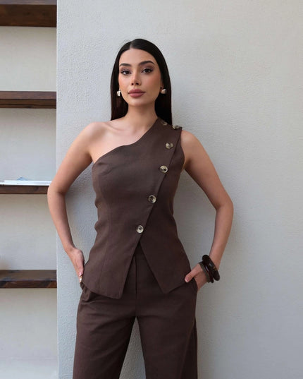 One-Shoulder Asymmetrical Two-Piece Set