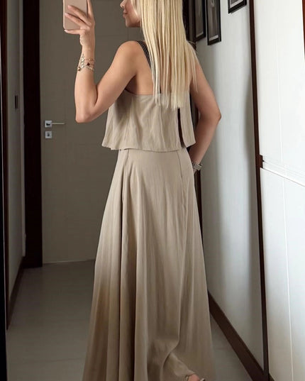 Elena Double-Layered Strappy Midi Dress