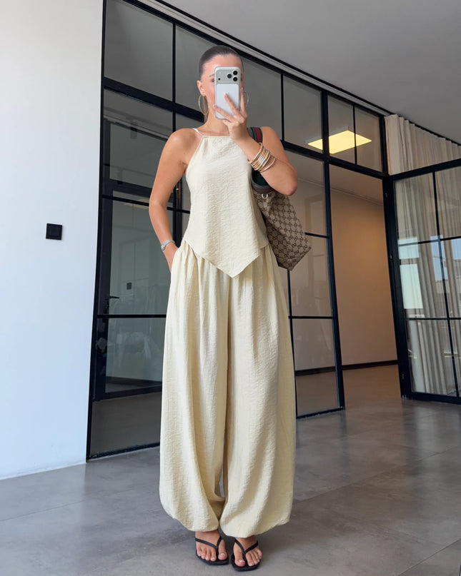 Strappy Asymmetric Blouse & Şalvar Pants Set