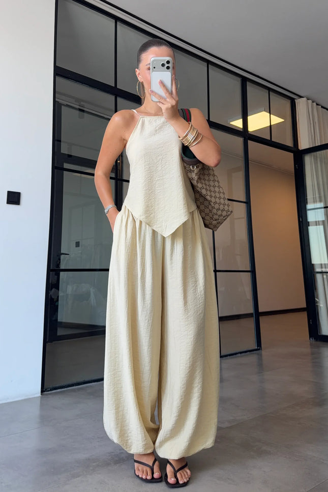 Strappy Asymmetric Blouse & Şalvar Pants Set